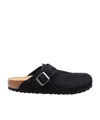 Birkenstock Sabot Boston Bf In Black Suede Color In Black