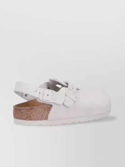 Birkenstock Slingback Open Back Buckle Mules In White