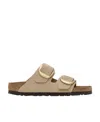 Birkenstock 'arizona' Beige Slip-on Sandals With Engraved Logo In Brown