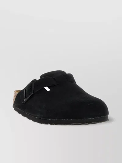 Birkenstock Slip-on Sandals With Cork Sole And Suede Upper In Black