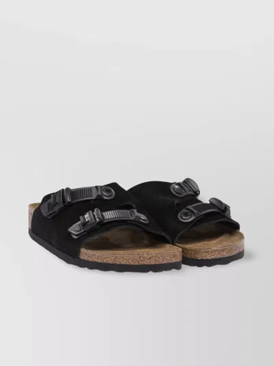 Birkenstock Slip-on Sandals With Cork Sole And Textured Outsole In Black