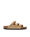 Birkenstock Beige Leather Florida Slippers