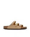 Birkenstock Beige Leather Florida Slippers