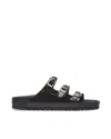 Birkenstock Florida Dbuckle Exquisite Shine Fit S Shoes In Black