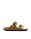 Birkenstock Arizona Shearling Mink Slipper In Animal Print