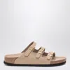 Birkenstock Beige Leather Florida Slippers