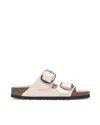 Birkenstock Arizona Big Buckle Leather Slides With Buckle In White