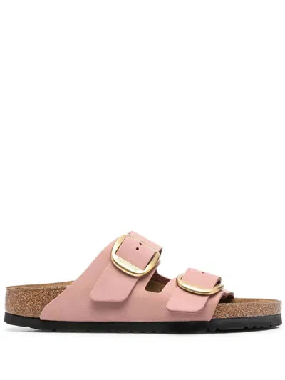 Birkenstock Arizona Leather Dual-buckle Slide Sandals In Old Rose