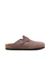 Birkenstock Boston Brown Leather Mules In Purple