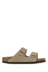 Birkenstock Arizona Suede Dual-buckle Slide Sandals In Toni Neutri