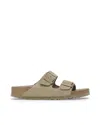 Birkenstock Arizona Suede Dual-buckle Slide Sandals In Toni Neutri