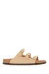Birkenstock Beige Leather Florida Slippers