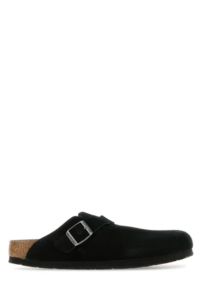 Birkenstock Boston Fell Leather Mules In Black