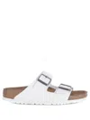 Birkenstock Arizona Bs Womens Leather Slip On Footbed Sandals In White