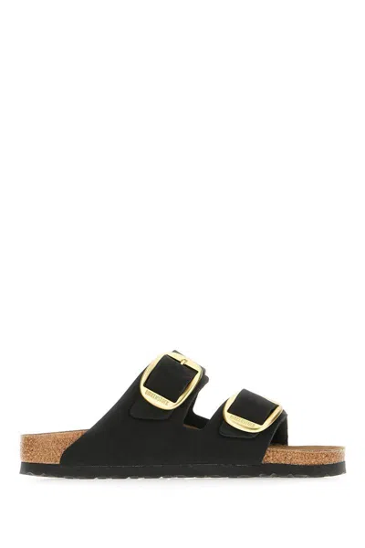 Birkenstock Arizona Big Buckle Nubuck Sandals In Black