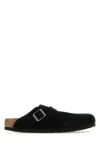 Birkenstock 'boston' Black Slip-on Mules With Buckle In Black