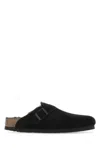Birkenstock Boston Vl Shearling Suede Mules In Black