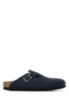 Birkenstock Mules With Buckle Detail And Suede Finish In Blue