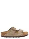 Birkenstock Arizona Suede Dual-buckle Slide Sandals In Grey