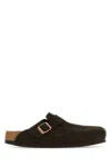 Birkenstock Boston Suede Mules In Mocca