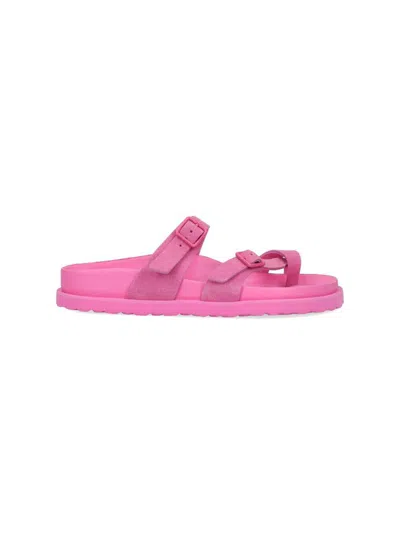 Birkenstock Mayari Suede Dual-buckle Slide Sandals In Pink