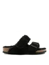 Birkenstock Slippers With Black Fur In Black