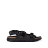 Birkenstock Black Shinjuku Sandal In Natural Leather And Tissue In Black