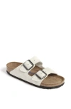 Birkenstock Arizona Double-buckle Metallic Slides In White