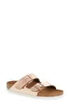 Birkenstock Arizona Camo Slide Sandal In Copper Leather