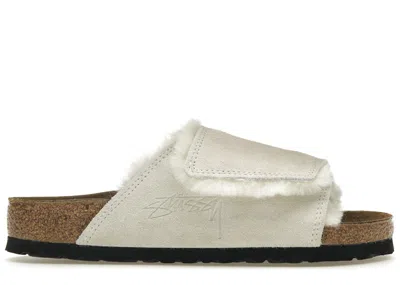Pre-owned Birkenstock Solana Shearling Slide Stussy Sneakers In Bone