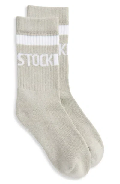 Birkenstock Stripe Logo Crew Socks In White