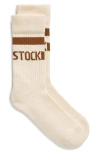Birkenstock Stripe Logo Crew Socks In Eggshell