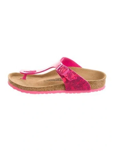 Pre-owned Birkenstock Suede Animal Print Slippers In Pink