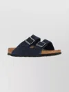 Birkenstock Suede Arizona Open Toe Slippers In Blue