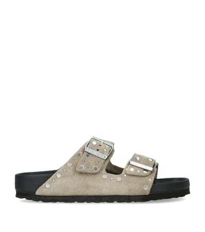 Birkenstock Suede Arizona Rivet-detail Sandals In Beige