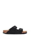 Birkenstock Suede Arizona Sandals With Double Strap In Black