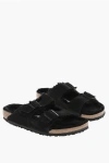 Birkenstock Suede Arizona Sandals With Shearling Inner In Black