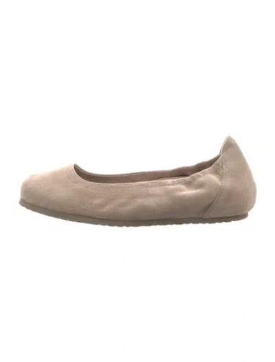 Pre-owned Birkenstock Suede Ballet Flats In Neutral