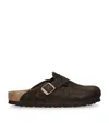Birkenstock Boston Suede Slippers In Brown