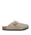 Birkenstock Suede Boston Clogs In Neutral