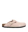 Birkenstock Suede Boston Clogs In Pink