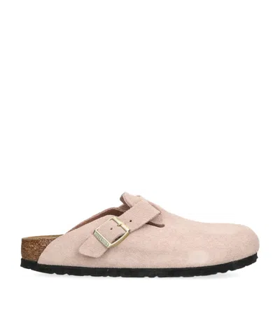 Birkenstock Boston Suede Clogs In Pink