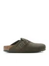 Birkenstock Mens Thyme Suede Boston Logo-embossed Suede Clogs In Green
