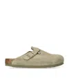 Birkenstock Boston Suede Sliders In Green