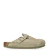 Birkenstock Boston Suede Sliders In Green