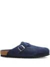 Birkenstock Suede Buckle Sandals In Blue