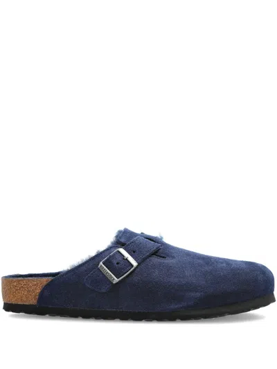 Birkenstock Suede Buckle Sandals In Blue