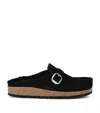 Birkenstock Black Buckley Shearling Suede Slip-on Shoes In Black