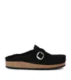 Birkenstock Black Buckley Shearling Suede Slip-on Shoes In Black