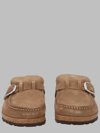 Birkenstock Suede Clog Mules With Adjustable Strap In Brown